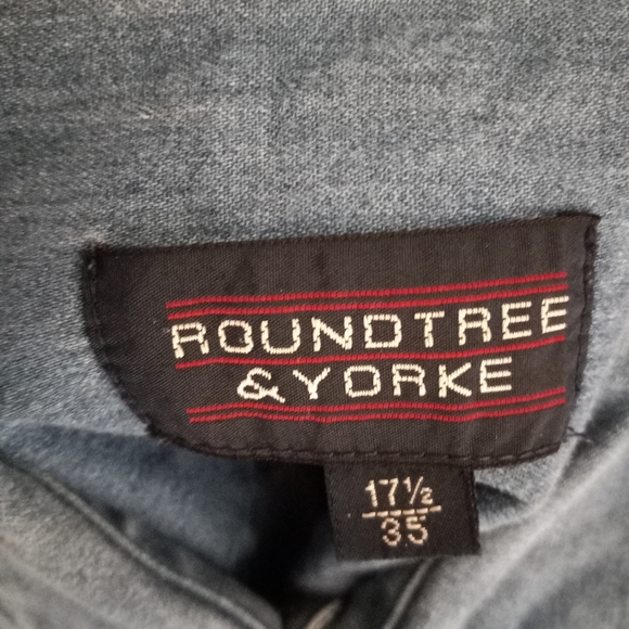 Roundtree & Yorke L Repurposed Chambray Medium Wash Long Sleeved Overshirt Top - Picture 9 of 10